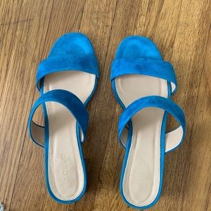 J. Crew Cabana Blue Suede Slides - Never Worn
